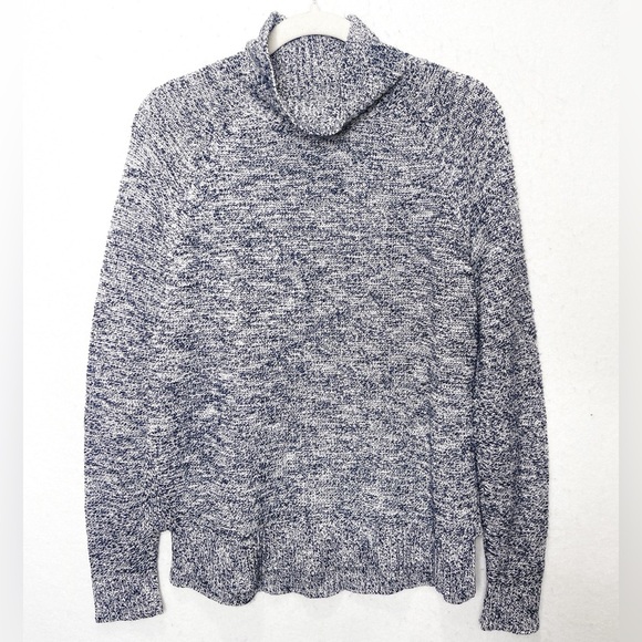 Madewell Mock Turtleneck Knit Long Sleeve Sweater Black White G0443 Size Medium - Picture 2 of 6